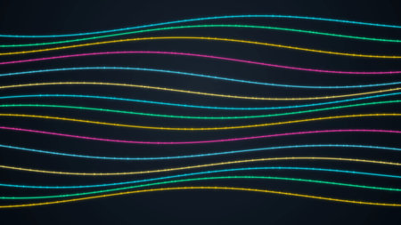 Colorful Neon Data Flow Wave Technology Background