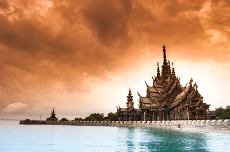 Largest wood castle - The Sanctuary of ruth, Thailandのeditorial素材