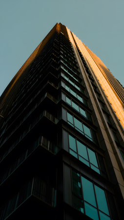 Low angle view of modern skyscrapers in hongkongの素材