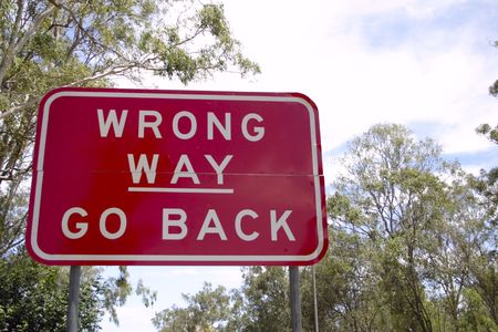 wrong way go back signの写真素材