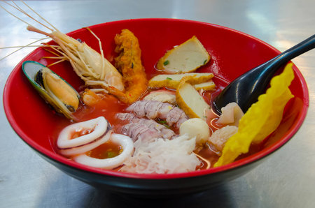 delicious Yen Ta Four noodle, Thailandの写真素材