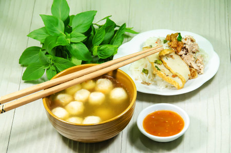 noodle with fish balls in the soup