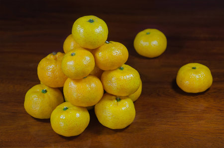Fresh orange on the tableの写真素材