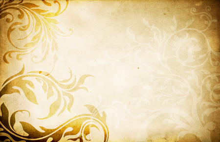 Old paper background with decorative floral patterns.Natural aging paper background.の写真素材
