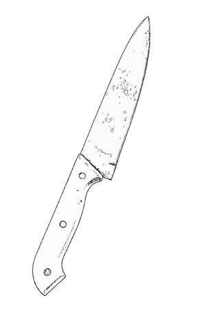 A kitchen knife in white background with copy space のイラスト素材
