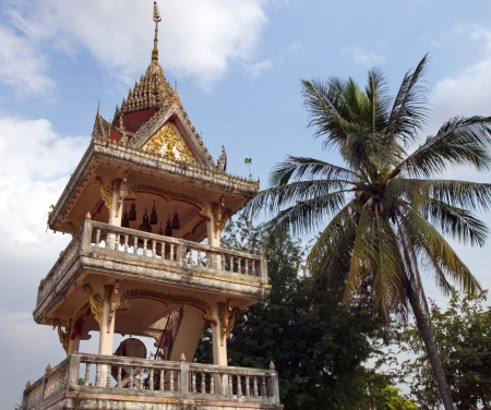A bell tower in a Buddhist temple in Nong Khai, Thailandの写真素材