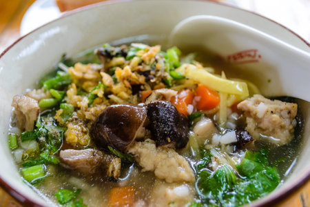 Porridge, pork Porridge (congee) for breakfastの写真素材
