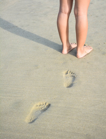 summer, beach, leisure and body part conceptの写真素材
