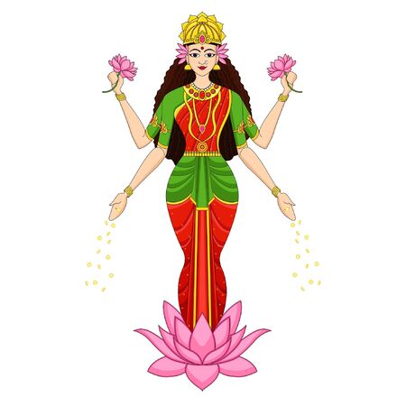 Goddess Laxmi Pooja Happy Diwali Celebration 2019のイラスト素材