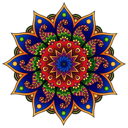 3d Mandala Design, Happy Diwali Colorful Rangoliのイラスト素材