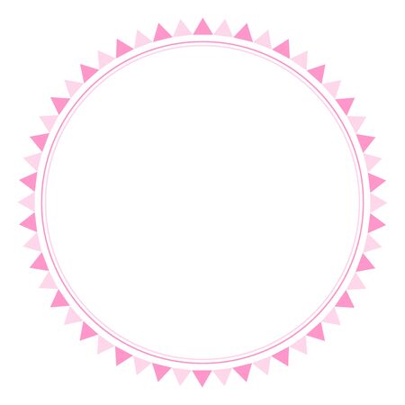 Cute Pink Circle Flags Frame for Birthday party, Colorful Vector Illustration for Birthday cards or labelsのイラスト素材