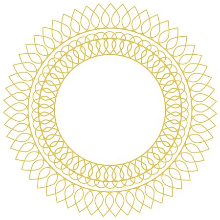 Decorative Circle line art frames for design template, Golden outline floral border, Gold shiny glowing vintage frameのイラスト素材