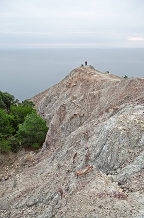Mountains, hills and rocks on the Black Sea coast of Crimea in winterの写真素材