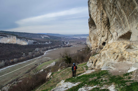 Sheer cliffs and mountains covered with forest in Kachi-Kalion, Crimea
