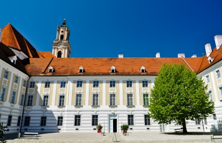 courtyard of baroque herzogenburg monastery in austria on a summer dayの写真素材