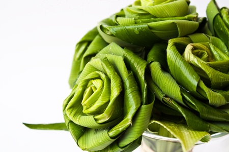 Roses made from Pandanus leafの写真素材