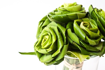 Roses made from Pandanus leafの写真素材