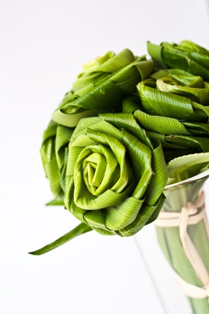 Roses made from Pandanus leafの写真素材