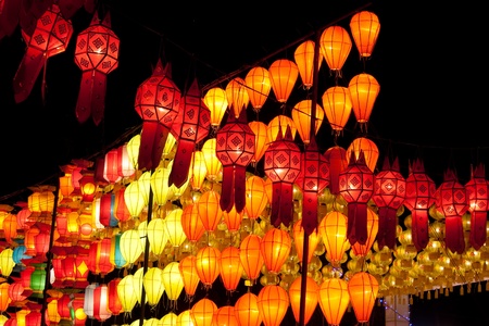 asian lantern in the nighttimeの写真素材