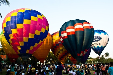 atmosphere of hot air balloon festival in Thailand International Ballon Festival 2011のeditorial素材