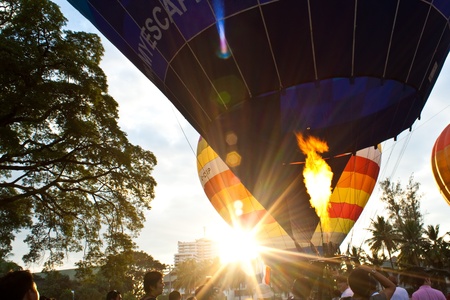 atmosphere of hot air balloon festival in Thailand International Ballon Festival 2011のeditorial素材