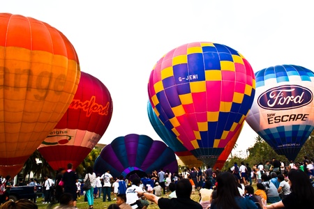 atmosphere of hot air balloon festival in Thailand International Ballon Festival 2011のeditorial素材
