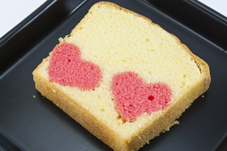 two heart in a butter cakeの写真素材