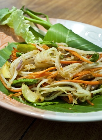 vegetarian thai food-vegetarian papaya salad  somtum の写真素材