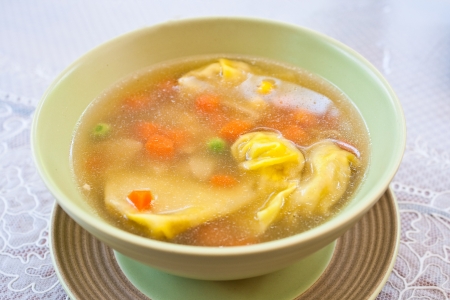 dumpling soup - vegetarian food in thailandの写真素材
