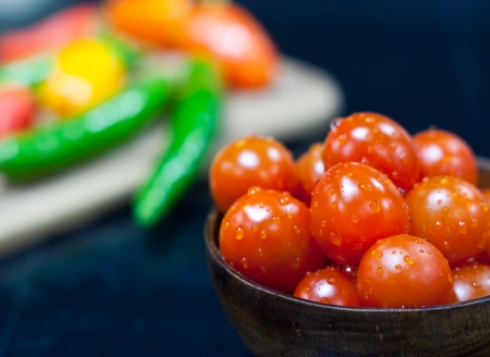 tomato with water dropの写真素材