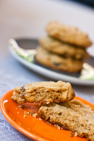soft cookies with cashew nut and rasin in coffee time or tea timeの写真素材
