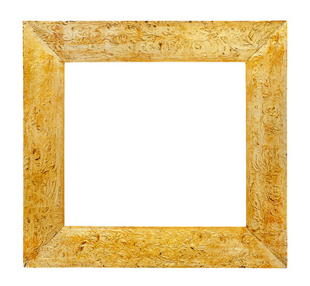 Golden frame on white backgroundの写真素材