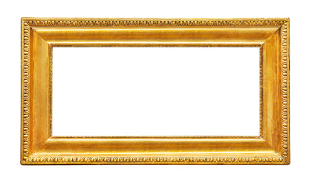Golden frame on white backgroundの写真素材