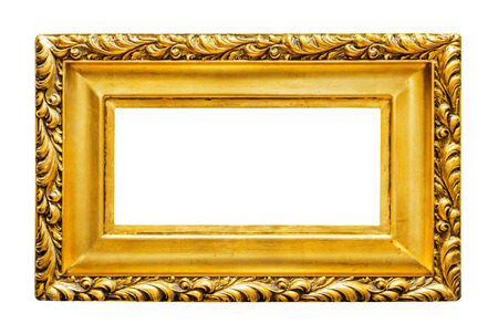 Golden frame on white backgroundの写真素材
