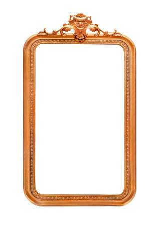 Golden frame on white backgroundの写真素材
