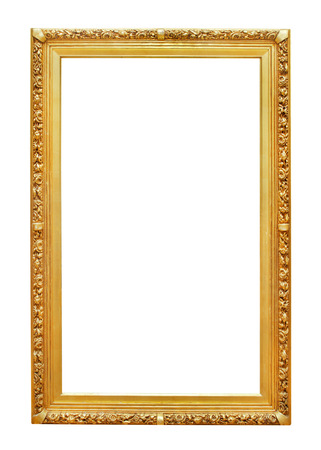 Golden frame on white backgroundの写真素材
