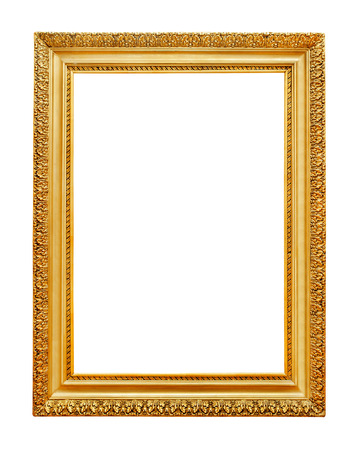 Golden frame on white backgroundの写真素材
