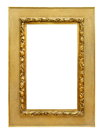 Golden frame on white backgroundの写真素材