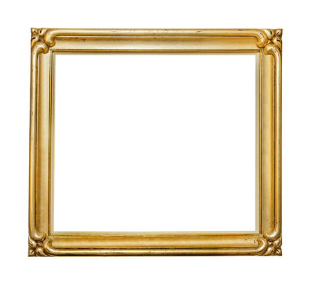 Golden frame on white backgroundの写真素材