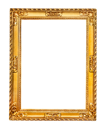 Golden frame on white backgroundの写真素材