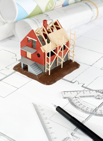 Blueprints and house structureの写真素材