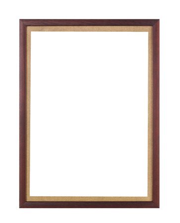 Wooden frame on white backgroundの写真素材