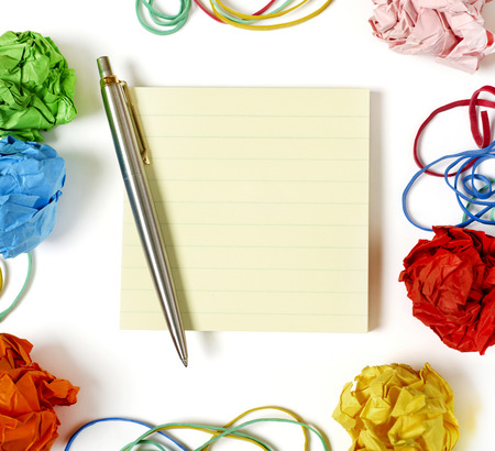 Adhesive note and pen