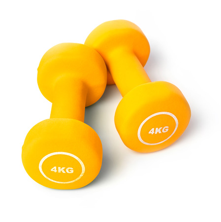 Orange dumbellsの写真素材