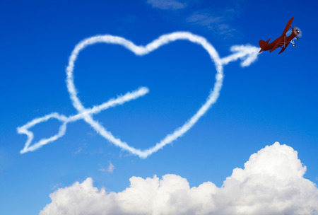 Crossed heart in the skyの写真素材