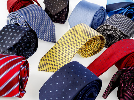 Various neck ties isolated on whiteの写真素材