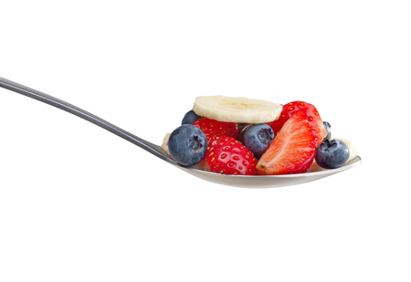 Spoon with fruitsの写真素材