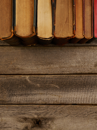 Old books on woodの写真素材