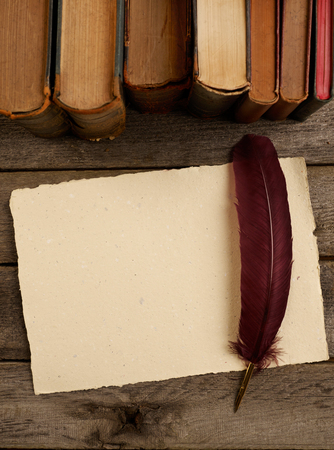 Quill pen and old paperの写真素材