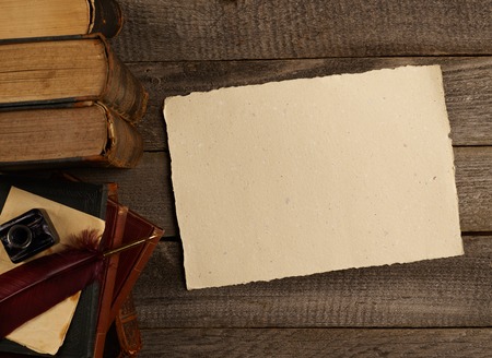 Blank vintage page and old booksの写真素材